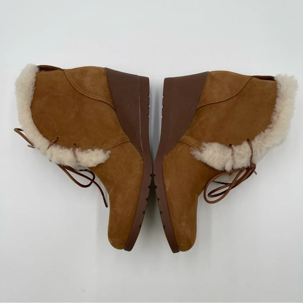 UGG Australia Jeovana Boots Chestnut Suede Waterproof  Wedge Lace Up size 9 - Picture 8 of 16